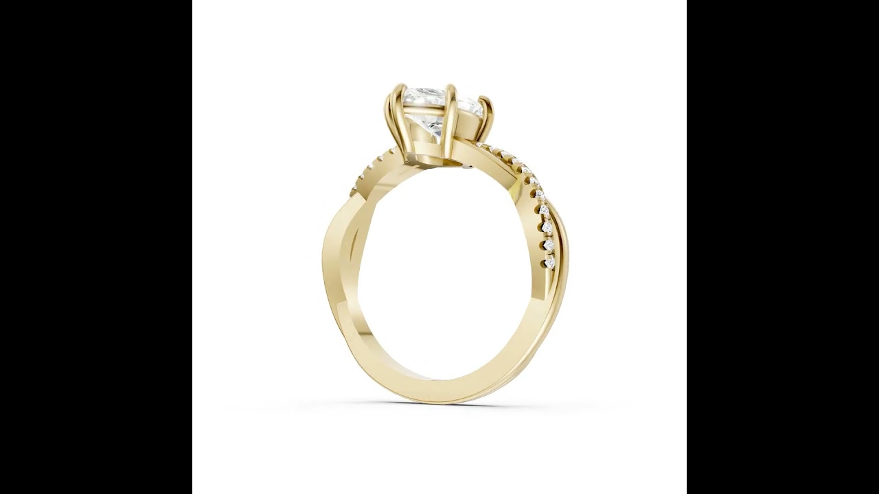 Marquise Cut Diamond Twisted Infinity Ring With Half-Pavé Shank