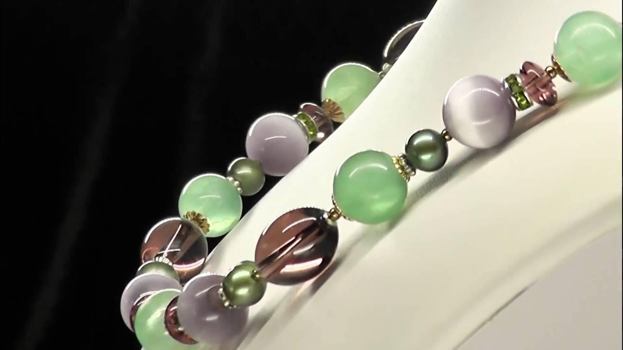 Украшение Феникс (жемчуг, кварц, кошачий глаз, флюорит) - YouTube