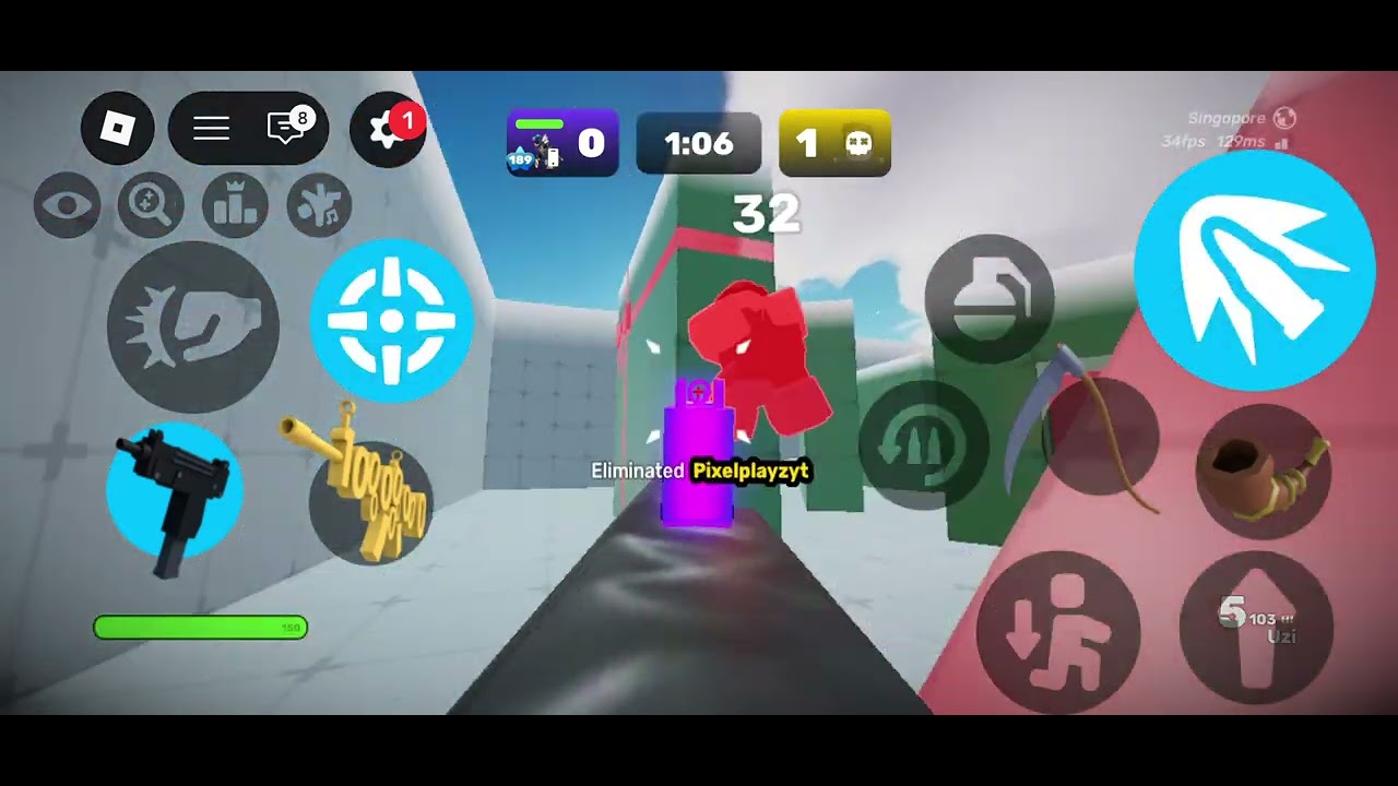 1v1ing my roblox friend pixelplays 