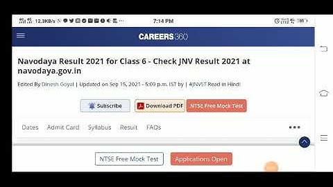 Jawahar Navodaya Vidyalaya Result 2021 Class 6 Date - Navodaya Result 2021 Kab Aayega- JNV