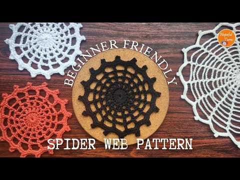 Spider web pattern (Any Size) | Crochet spider web Coaster, Motif | Crochet Doily | Halloween Decor
