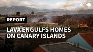 Lava engulfs 100 homes as Canary Islands volcano erupts | AFP