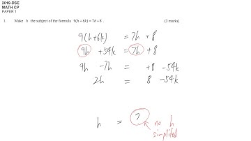 DSE maths core 2019 paper1 #01 changing subject