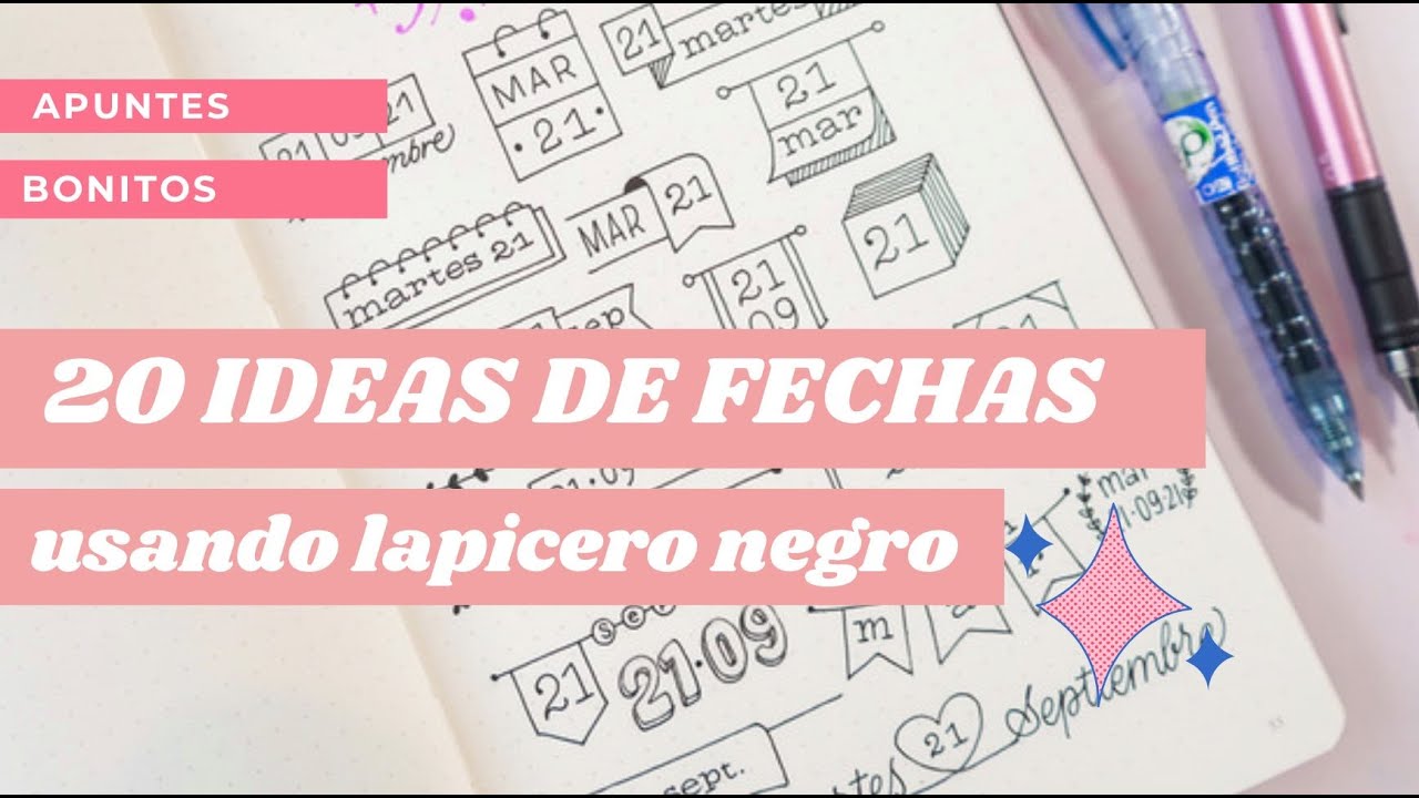 20 IDEAS DE FECHAS PARA TUS APUNTES usando lapicero/bolígrafo✍️| mejora tus #apuntesbonitos