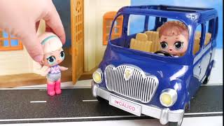 Dolls Drive down road in Blue Van to buy surprise bags