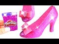 Play Doh Sparkle Barbie Disney Princess Frozen Elsa Shoes High Heels Dress Spinner Play Doh Toys Kid