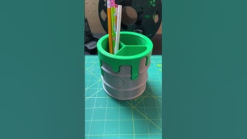 Drippy Drum Pencil Holder with Divider #3dprinting #3dprint #printables #bamboolab #p1s