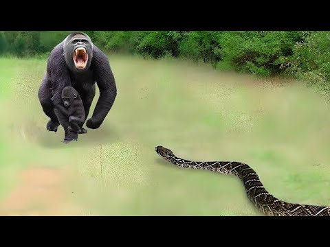 The Terrifying Moment When the Giant Python Attacks The Gorilla So ...
