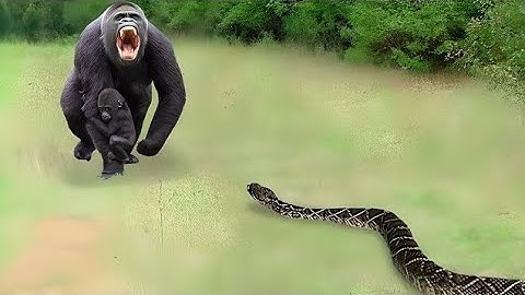 The Terrifying Moment When the Giant Python Attacks The Gorilla So Cruel | Snake Vs Monkey