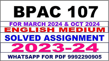 bpac 107 solved assignment 2023-24 | bpac 107 solved assignment in english 2024 | bpac 107 2024