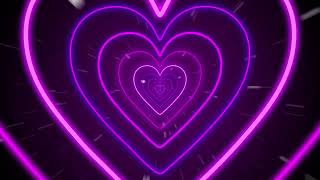 Heart Tunnel 💖 Heart Background 💖 Neon Heart Background Video 💖 Led lights Purple corazon 12H