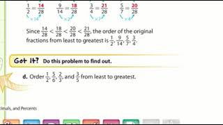 6th Grade Math Chapter 2 Lesson 5: Compare and Order Fractions, Decimals, and Percents