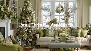 Rustic Christmas Wonderland 2025 🎄| Cozy, Homey Green &amp; Cream Decorating