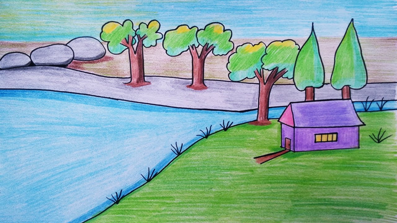 Featured image of post Easy Landscape Drawing Nature Drawing Easy And Simple - Once students have mastered drawing houses and roads and hills, they can start to arrange all those elements in a way that adds some visual space to their art.