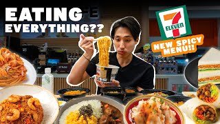 EATING EVERYTHING AT 7 - ELEVEN SINGAPORE! | NEW SPICY MENU! | READY TO EAT FOODS AT 7CAFE SINGAPORE