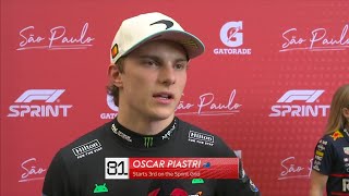Oscar Piastri : Confident in Wet Conditions | Post Sprint Qualifying Interview | Sao Paulo GP 2025