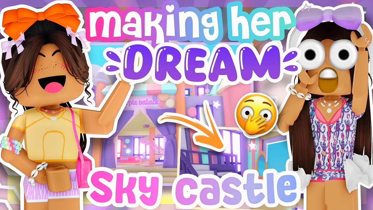 I made my sister a PREPPY SKY CASTLE 🏰 in AdoptMe #robloxadoptme #adoptmehouse #trend #adoptmebuilds