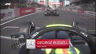 Lewis Hamilton insane start after safety car at Azerbaijan Grand Prix onboard camera