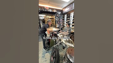 Is this guy for real?! #drummer #musicstore #funny