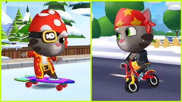 Talking Tom Gold Run Gameplay - Tom on Bike vs Tom on Skateboard - Android iOS