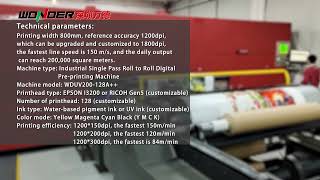 WDUV200 Industrial Single Pass Roll to Roll Digital Pre-printing Machine