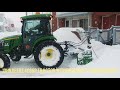 John deere 4066r tractor working with pronovost snow blower from the jr snow fleet like a boss