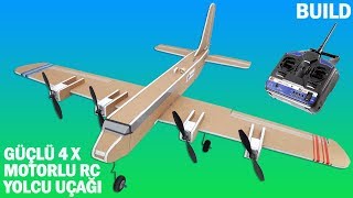 How To Make A RC Cargo Airplane with Powerfull 4 Motors. From Foamboard.