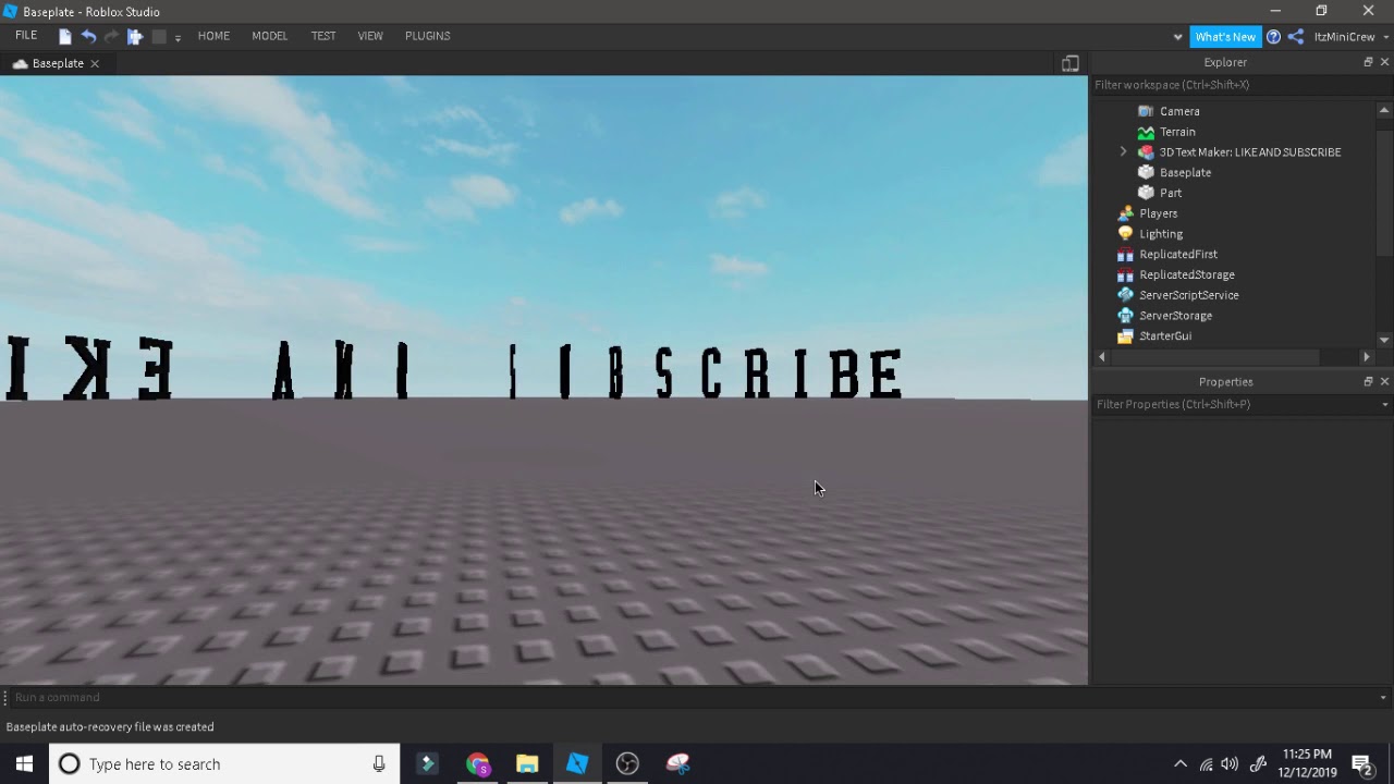 How To Make A 3d Text Under A Minute Roblox Studio Youtube - roblox text generator plugin
