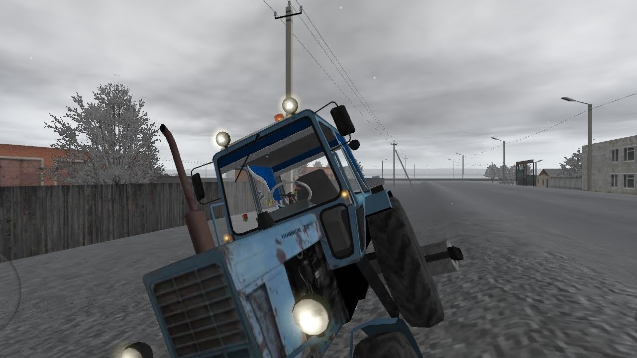 Зима в motor depot. Чистка снега на мтз 82 - YouTube