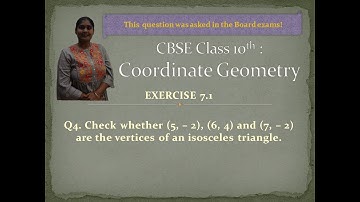 Ex 7.1 Q4 CBSE Class X : Check whether (5,–2), (6,4) and (7,–2) are vertices of isosceles triangle.