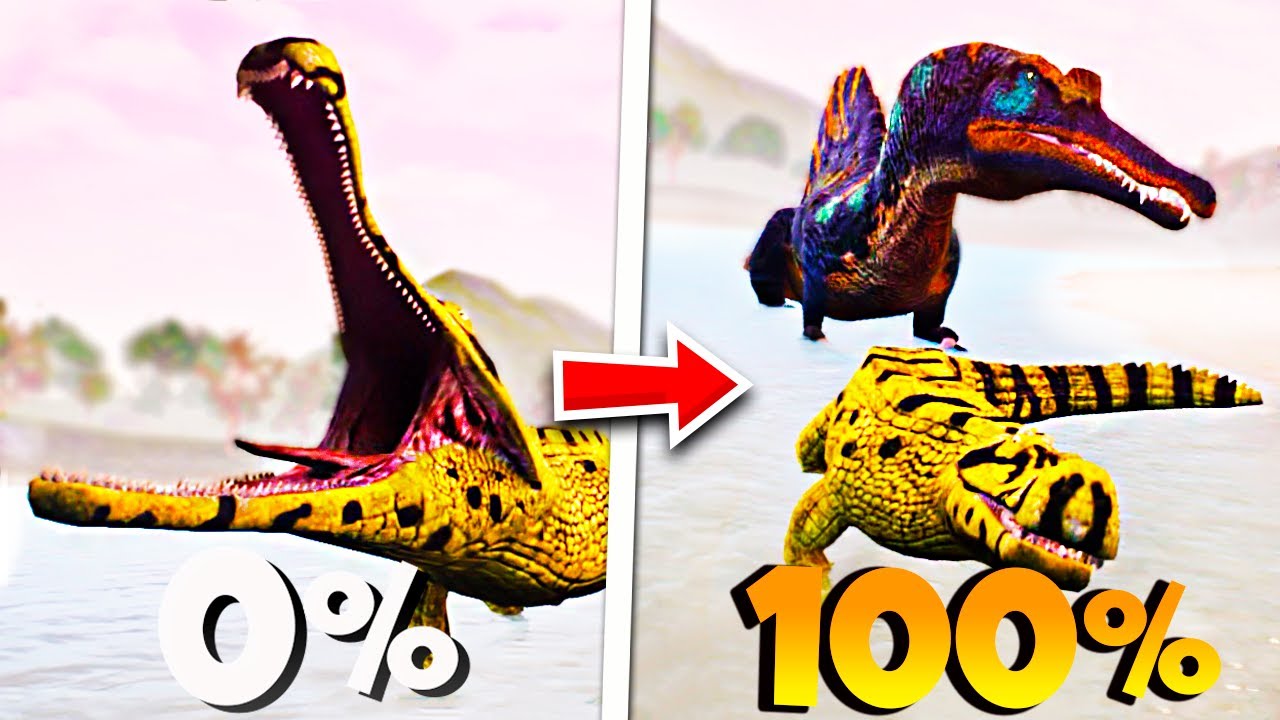 ESPINOS EXTERMINADOS!! SOBREVIVI DO (0 a 100%) COM O SARCOSUCHUS! The Cursed Isle