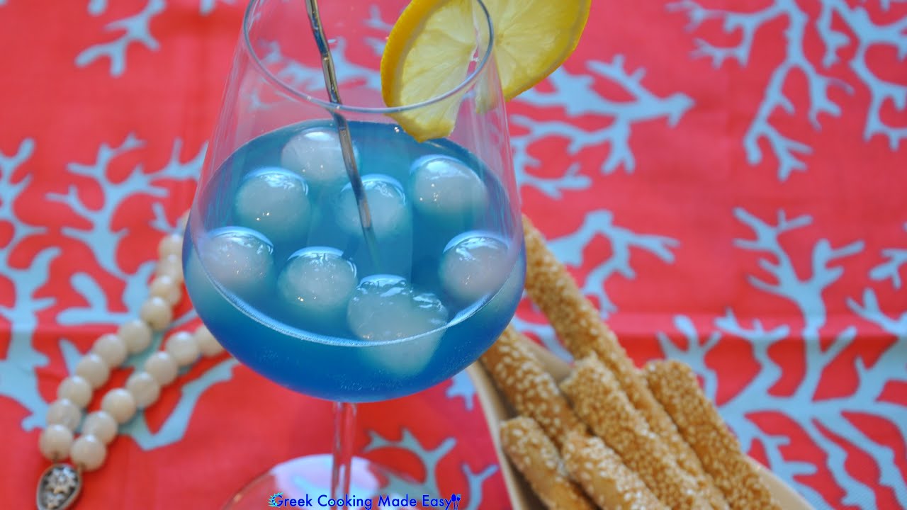 Ouzo Blue Cocktail - Ούζο Μπλε Κοκτέιλ | Greek Cooking Made Easy