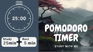 【Pomodoro Timer】3 hours✏️ Pomodoro Study Music｜Jazz Music｜rainy mountain scenery
