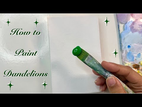 How to paint Dandelion flowers/ Acrylic painting tutorial for beginners