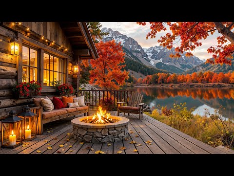 Cozy November Autumn Lakeside Jazz Escape Warm Fireplace Smooth Piano Music For Relaxation