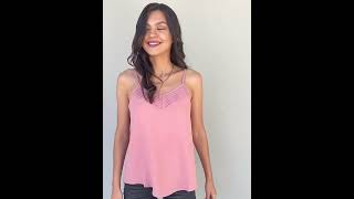 TOP SELLER HEYSON For You & Me Solid Pink V-Neck Pin Tucked Cami Top