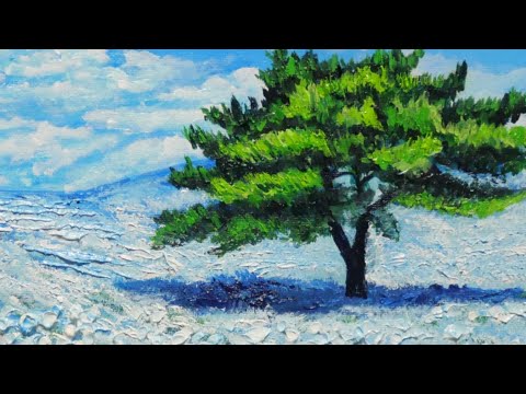 油絵 油彩 油彩画 絵 絵画【青空と雲のネモフィラ】