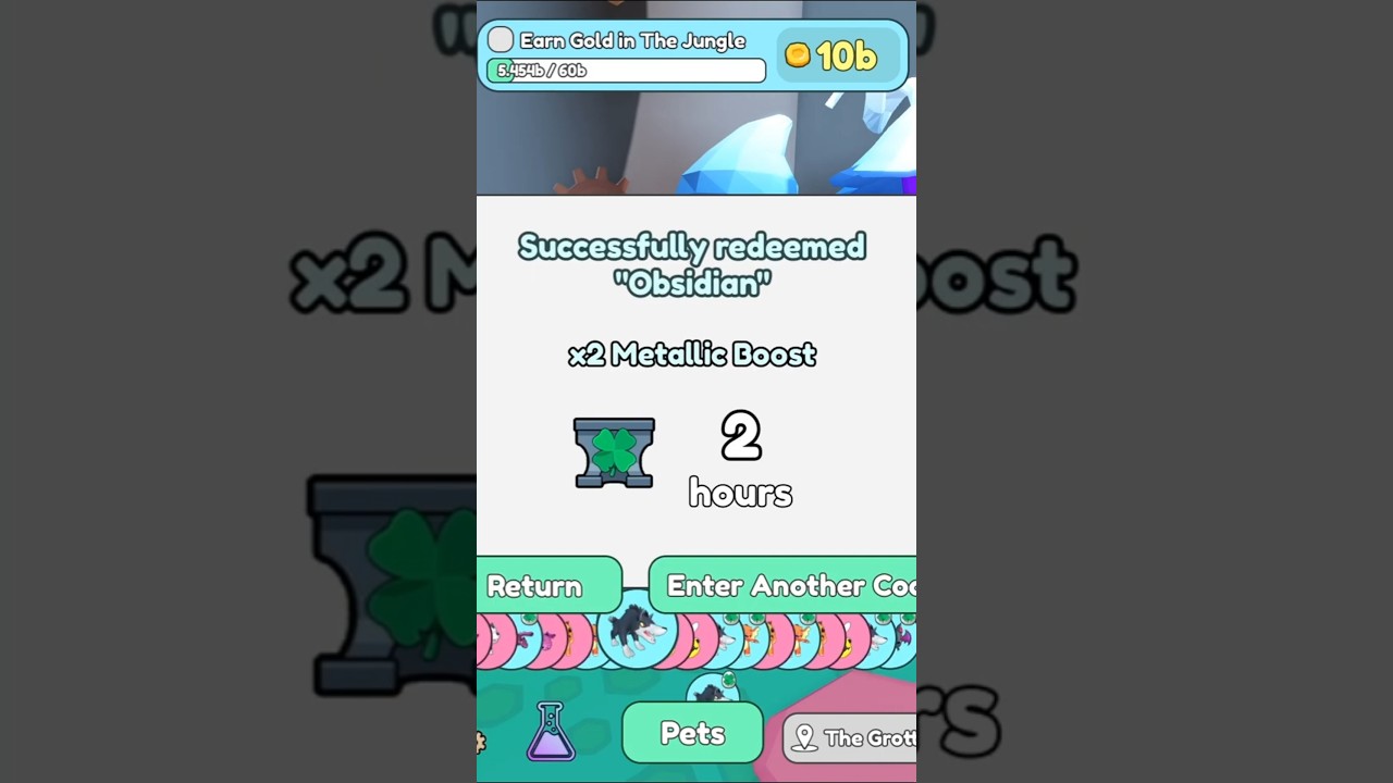 1 новый код на 1 неделю в игре «Собери всех питомцев»: 2 металлических предмета на 2 часа 