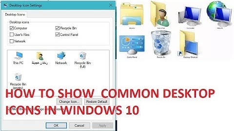 How to show common Desktop icons in windows 10