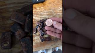 Turning a copper tray into some mini ingots. #metalsmelting #copperingot #coppercoins