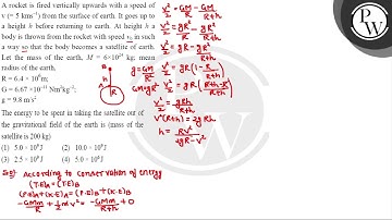 A rocket is fired vertically upwards with a speed of \( \mathrm{v}\left(=5 \mathrm{kms}^{-1}\rig....