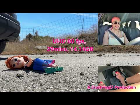 Toy Doll Car Crush Run Over Crush Fetish Pedal View Black Leopard Stilettos 3 Cam #toycrush #usa