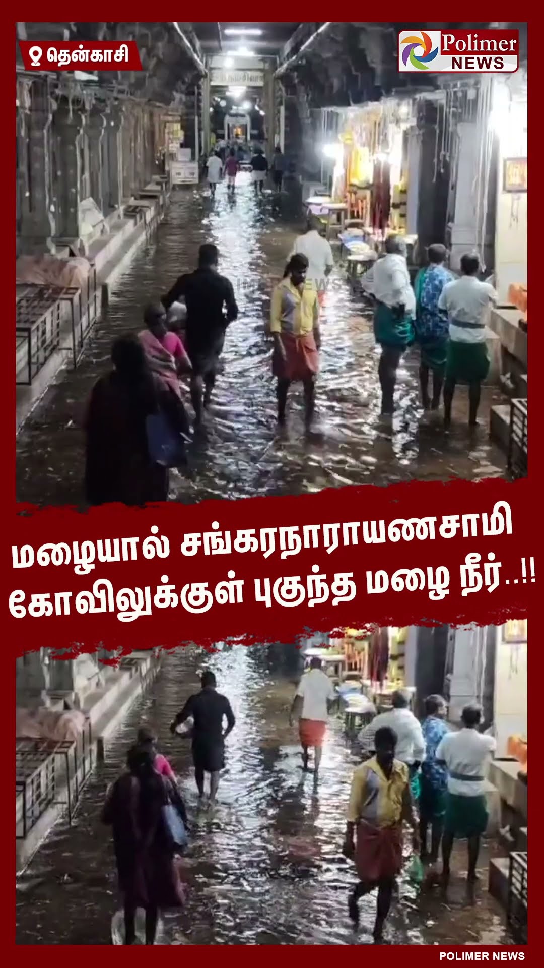 மழையால் சங்கரநாராயணசாமி கோவிலுக்குள் புகுந்த மழை நீர்..!! #shorts