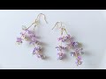 【マニキュアフラワー】ラベンダーのピアスを作りました♪How to make lavender earrings.