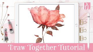 How to draw a watercolor rose in Procreate - Flower Tools Brush Box for the iPad Pro screenshot 3