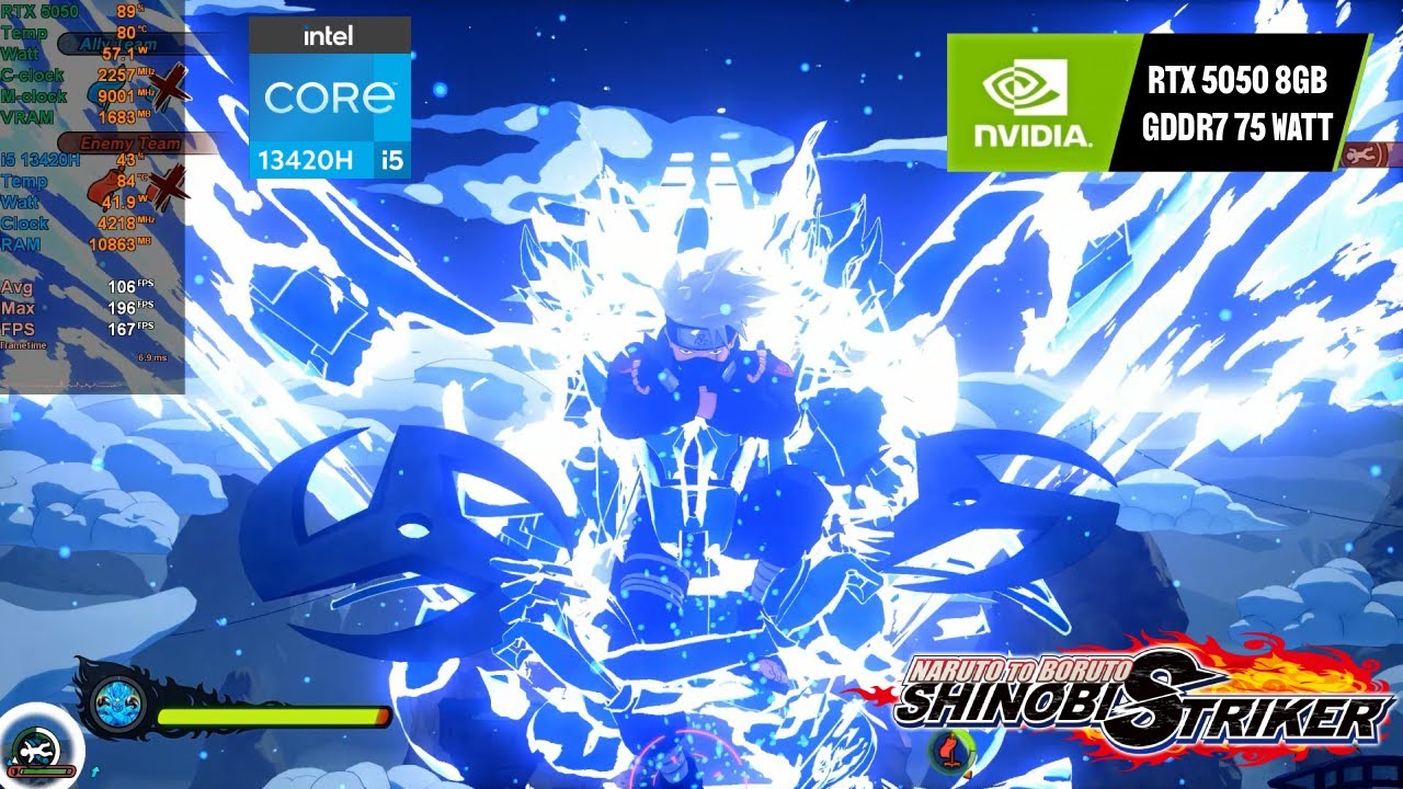 Benchmark Naruto To Boruto: Shinobi Striker RTX 5050 8GB Laptop Setttings High Resolution Scale 150