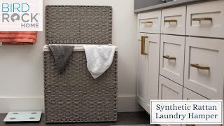 BIRDROCK HOME Double PE Synthetic Rattan Laundry Hamper with Lid