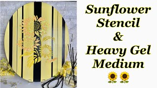 DIY Painting with Sunflower Stencil/Gloss Heavy Gel Medium and Glitter