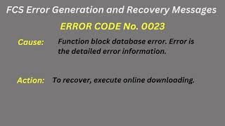 FCS Error Generation and Recovery Messages, Error 0023 by Instrumentation & Control 62 views 2 months ago 49 seconds