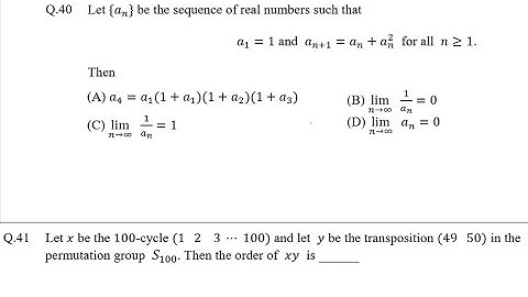 IIT JAM Mathematics 2019 ( Question Number 40, 41 )